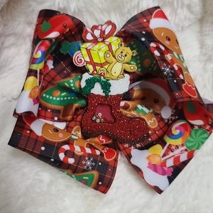 Christmas stocking jumbo hair bow